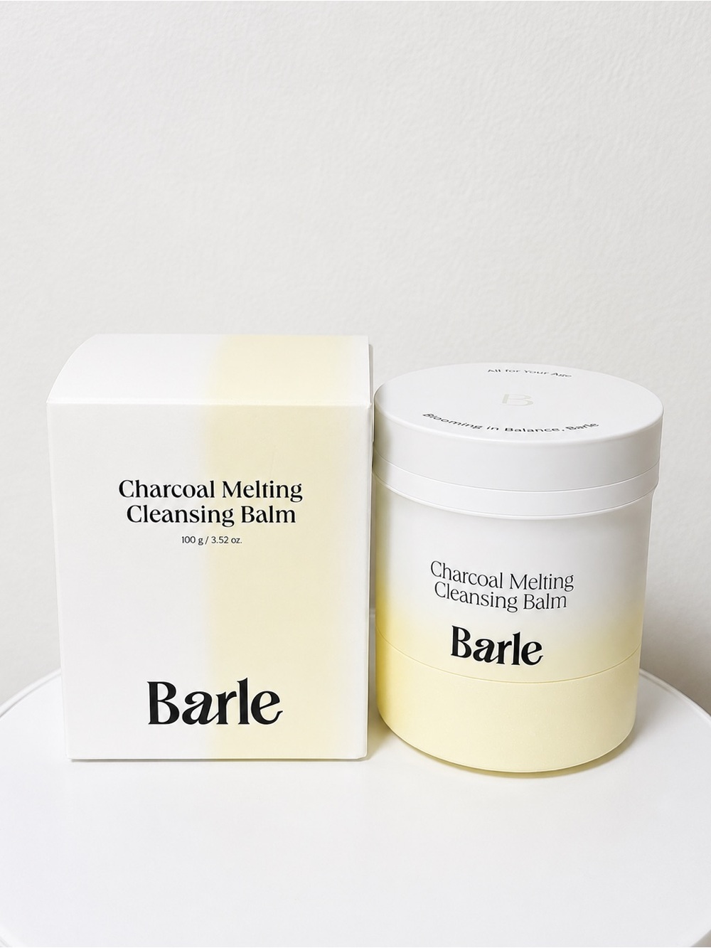Barle Charcoal Melting Cleansing Balm — White & Soft Yellow Packaging